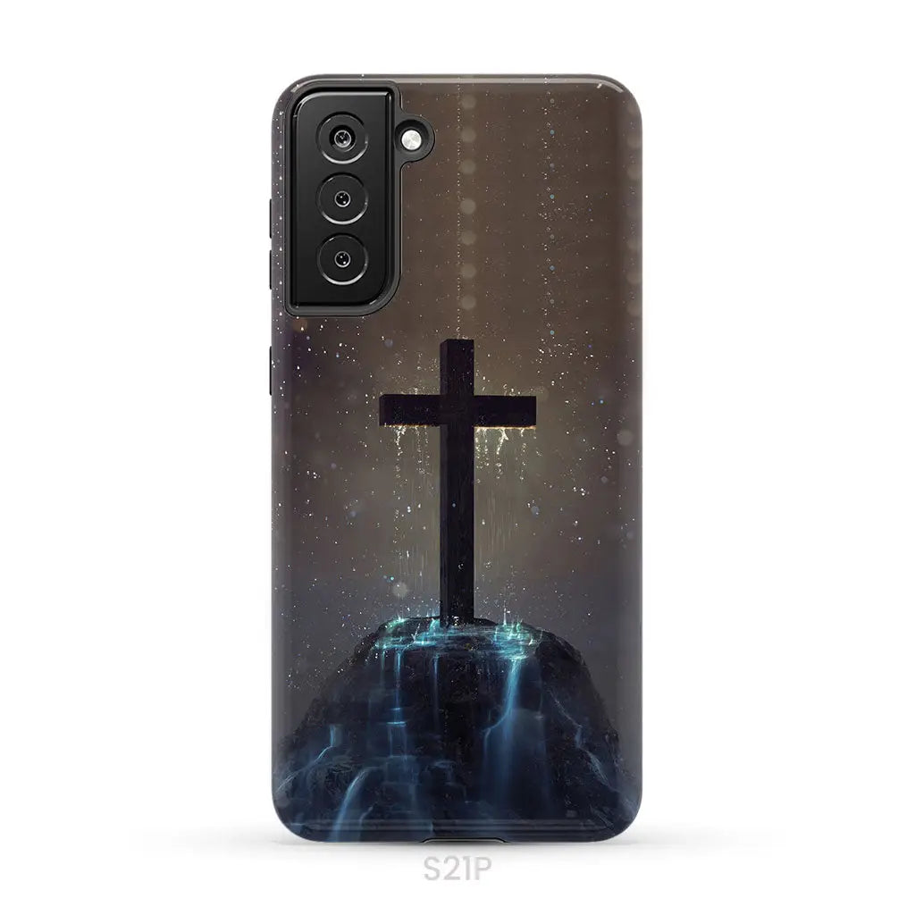 Cross on the hill phone case Christian phone case Samsung Galaxy S21 Plus / Tough Case