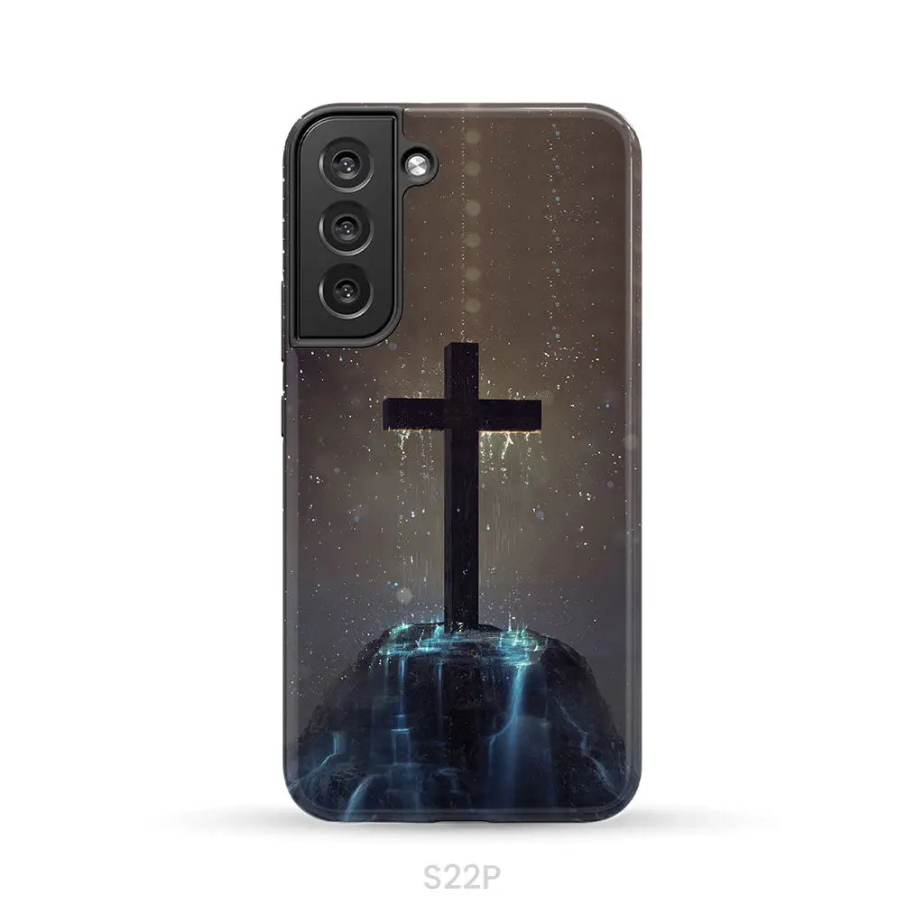 Cross on the hill phone case Christian phone case Samsung Galaxy S22 Plus / Tough Case