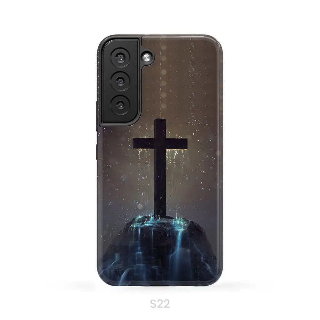 Cross on the hill phone case Christian phone case Samsung Galaxy S22 / Tough Case
