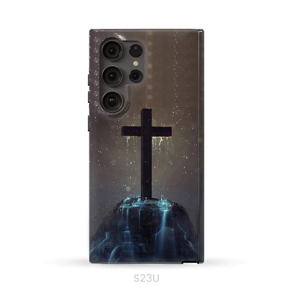 Cross on the hill phone case Christian phone case Samsung Galaxy S23 Ultra / Tough Case