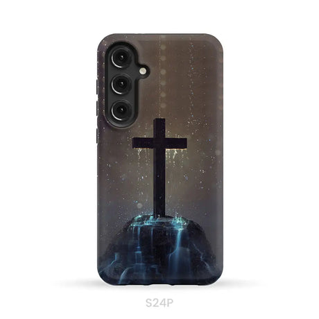 Cross on the hill phone case Christian phone case Samsung Galaxy S24 Plus / Tough Case