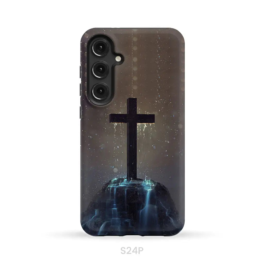 Cross on the hill phone case Christian phone case Samsung Galaxy S24 Plus / Tough Case