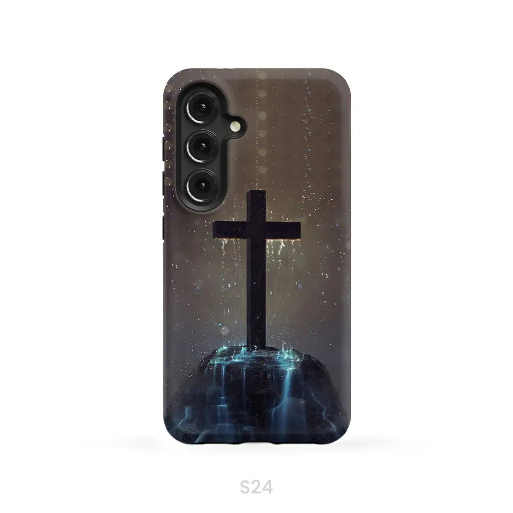 Cross on the hill phone case Christian phone case Samsung Galaxy S24 / Tough Case