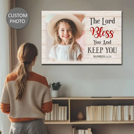 Custom Photo Christian Wall Art – The Lord Bless You & Keep You Canvas