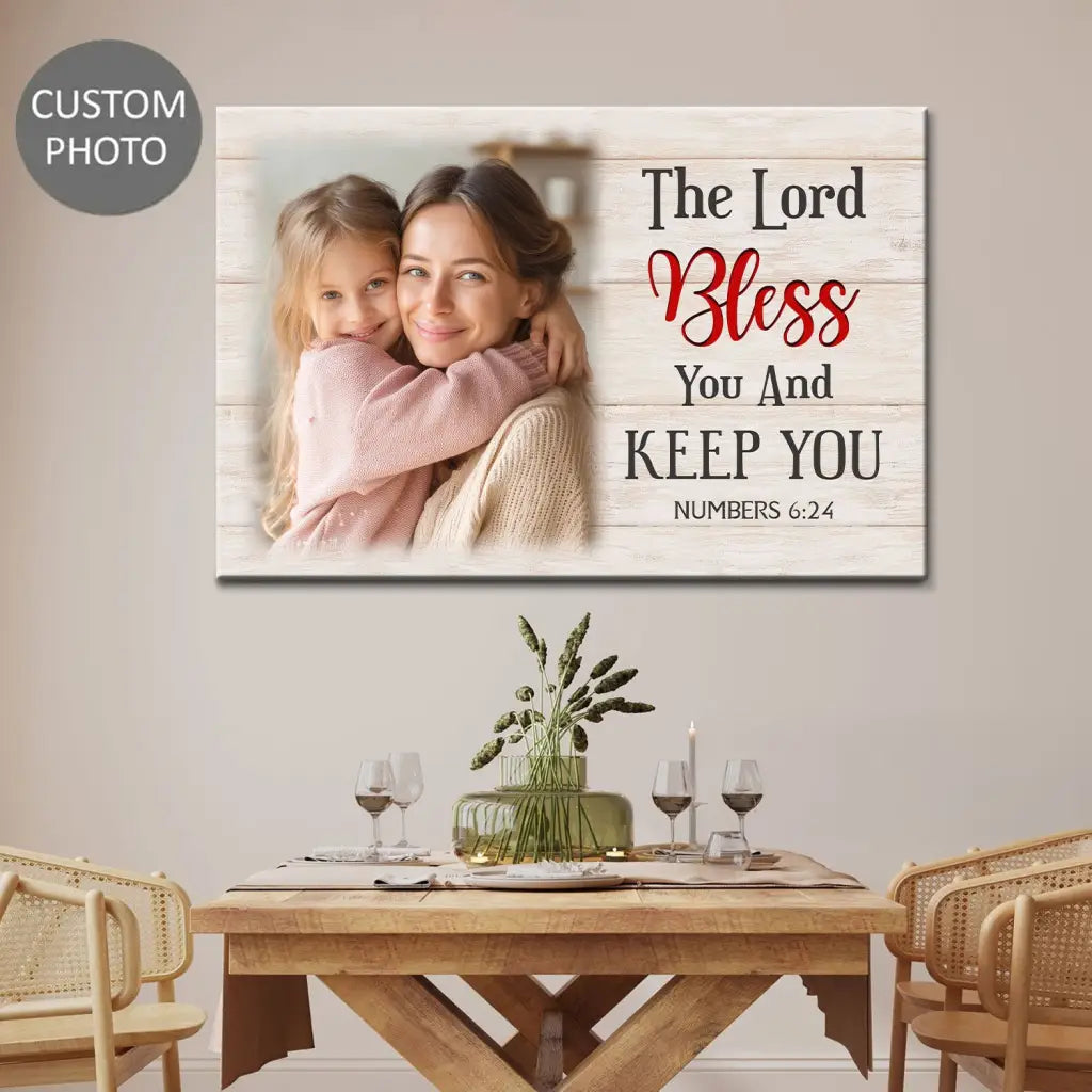 Custom Photo Christian Wall Art – The Lord Bless You & Keep You Canvas
