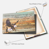 Christian home decor: Eagle wingspan with Isaiah 40:31, "They that wait upon the Lord." A powerful faith-based design.