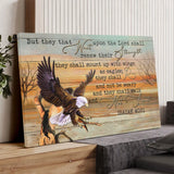 Christian wall art canvas: "They that wait upon the Lord" Isaiah 40:31, featuring an eagle with outstretched wings.