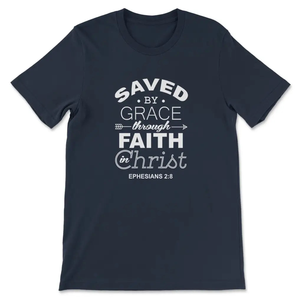 Ephesians 2:8 Saved By Grace T-shirt Navy / S