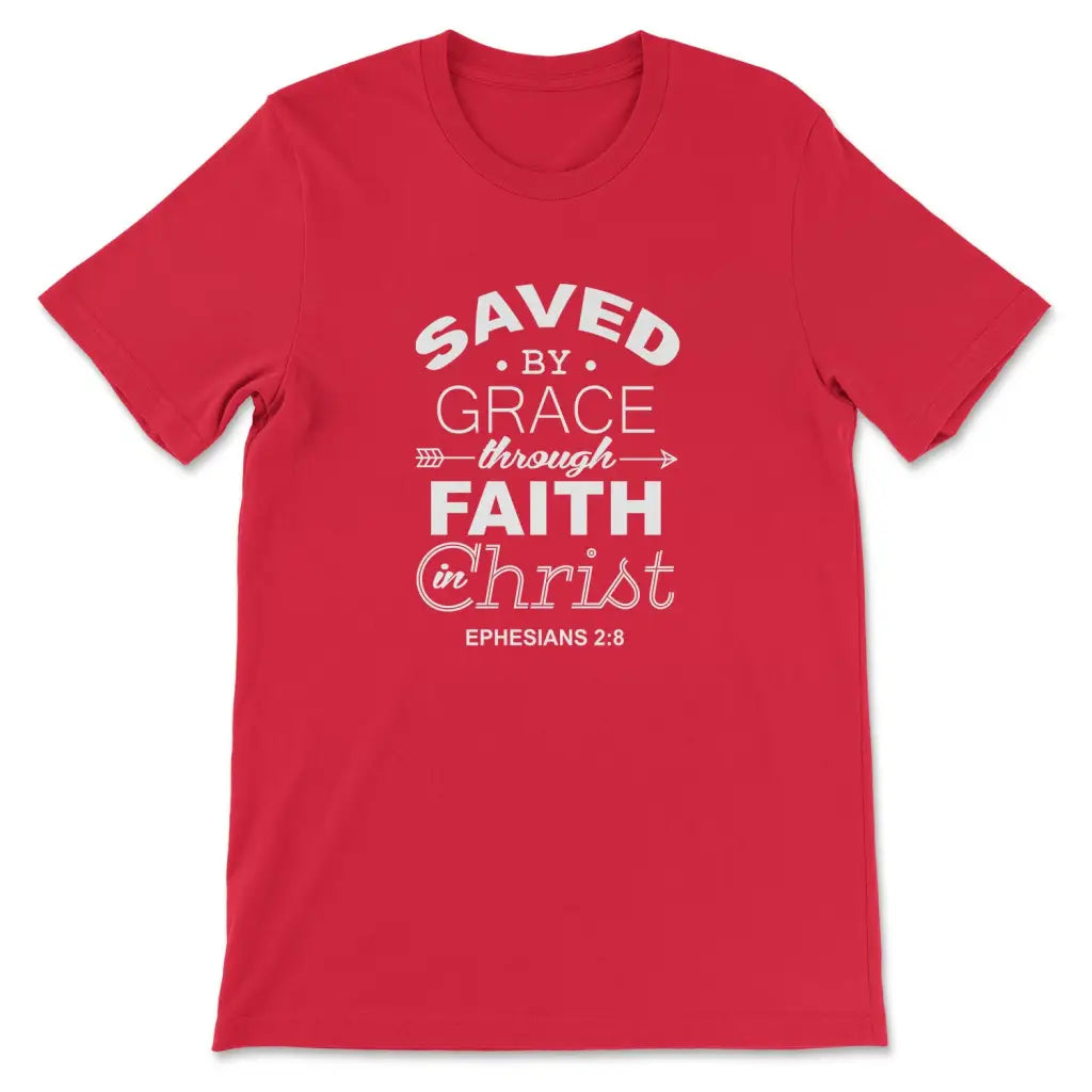 Ephesians 2:8 Saved By Grace T-shirt Red / S