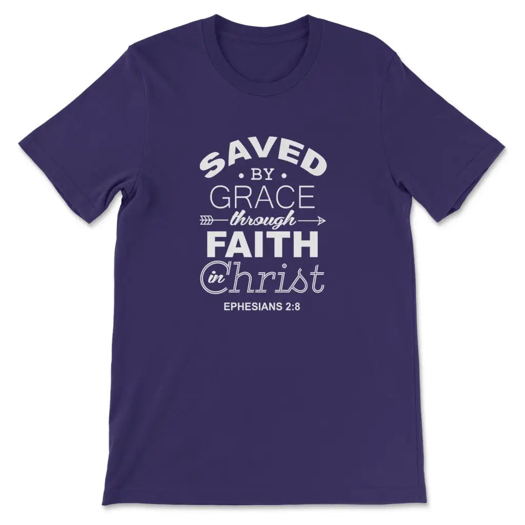 Ephesians 2:8 Saved By Grace T-shirt Team Purple / S