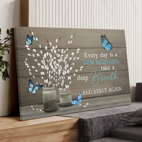 Christian inspirational wall art with Bible verse, faith-based gift with butterflies and scripture.