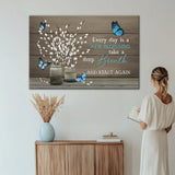 Faith and religion canvas print with butterflies, Jesus-themed Christian gift, inspirational décor.
