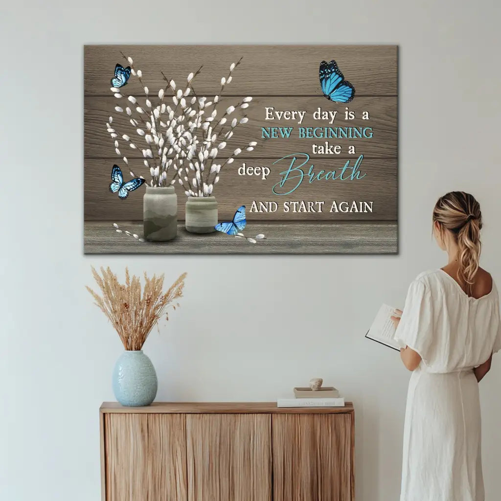 Faith and religion canvas print with butterflies, Jesus-themed Christian gift, inspirational décor.