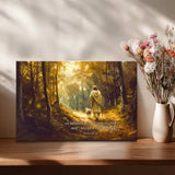 Faith-based wall art with Jesus and lamb, Exodus 33:14 canvas for home, church, or prayer space.