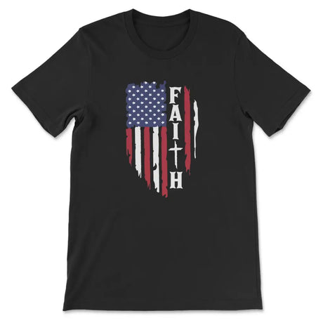 Faith and American flag Christian t-shirt Black / S