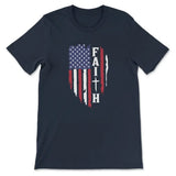 Faith and American flag Christian t-shirt Navy / S