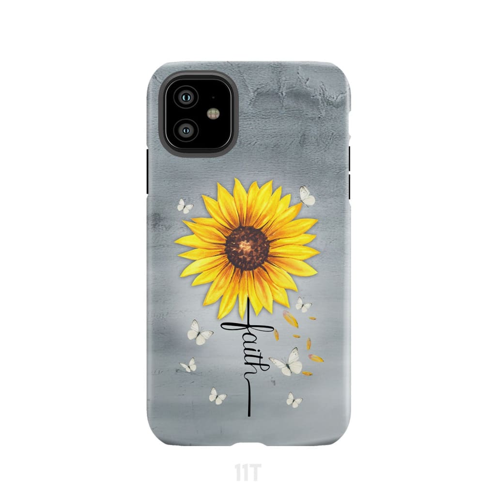 Faith Cross Butterflies Sunflower Christian Phone Case iPhone 11 / Tough