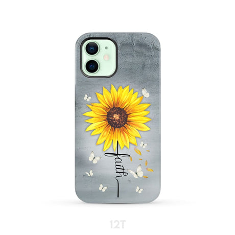 Faith Cross Butterflies Sunflower Christian Phone Case iPhone 12 / Tough