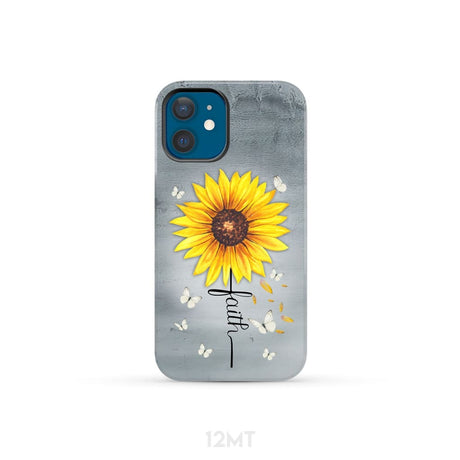 Faith Cross Butterflies Sunflower Christian Phone Case iPhone 12 Mini / Tough
