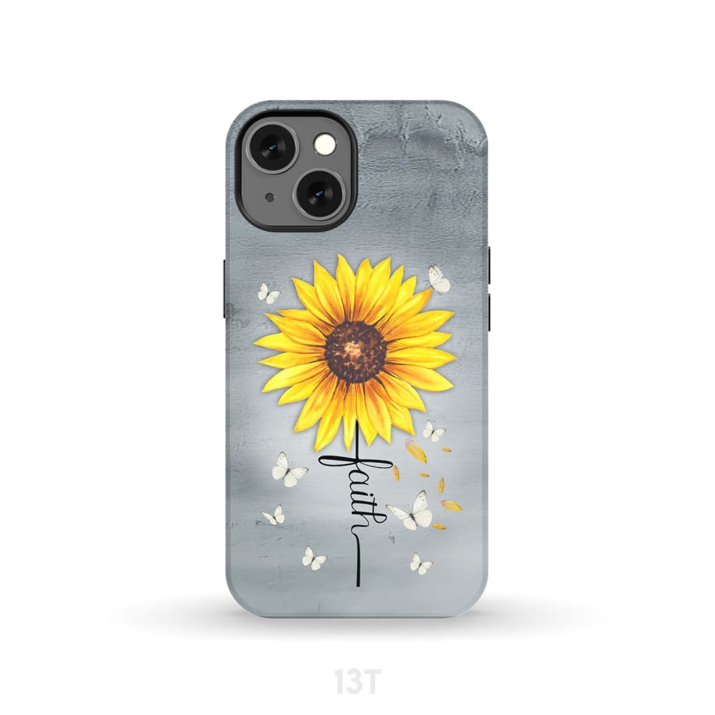 Faith Cross Butterflies Sunflower Christian Phone Case iPhone 13 / Tough