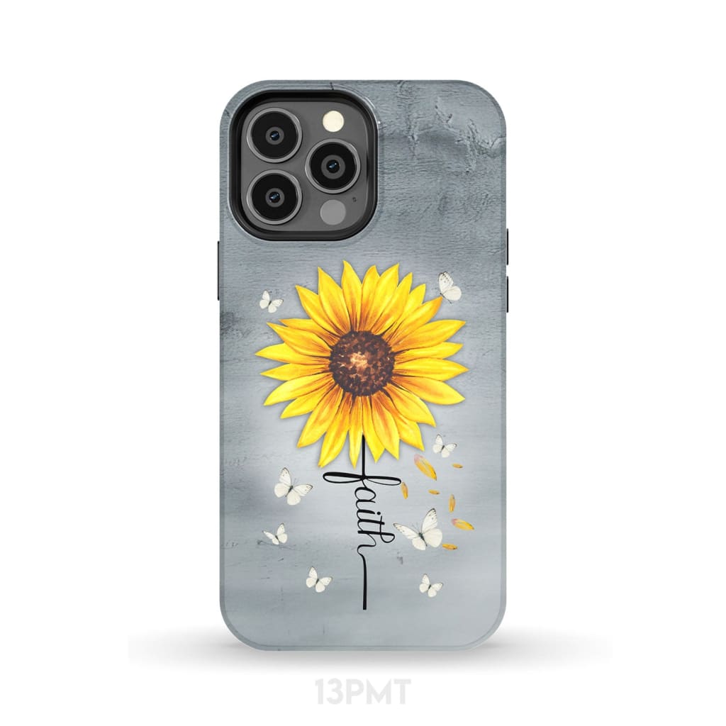Faith Cross Butterflies Sunflower Christian Phone Case iPhone 13 Pro Max / Tough