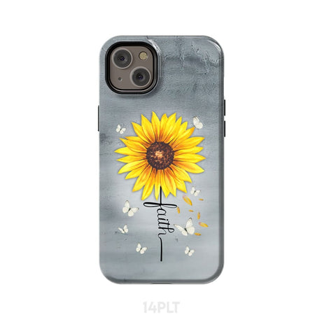 Faith Cross Butterflies Sunflower Christian Phone Case iPhone 14 Plus / Tough