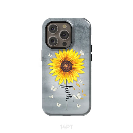 Faith Cross Butterflies Sunflower Christian Phone Case iPhone 14 Pro / Tough