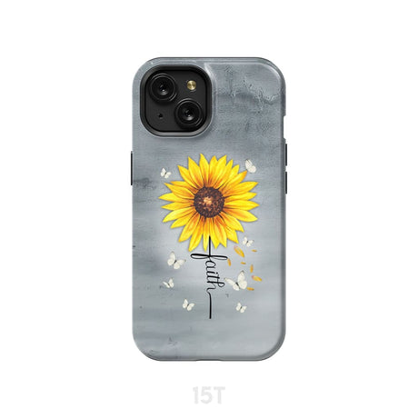 Faith Cross Butterflies Sunflower Christian Phone Case iPhone 15 / Tough