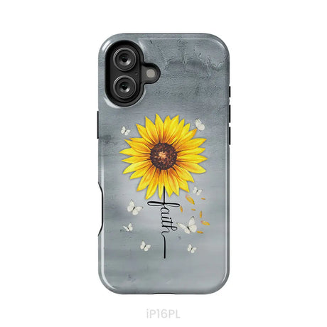 Faith Cross Butterflies Sunflower Christian Phone Case iPhone 16 Plus / Tough Case