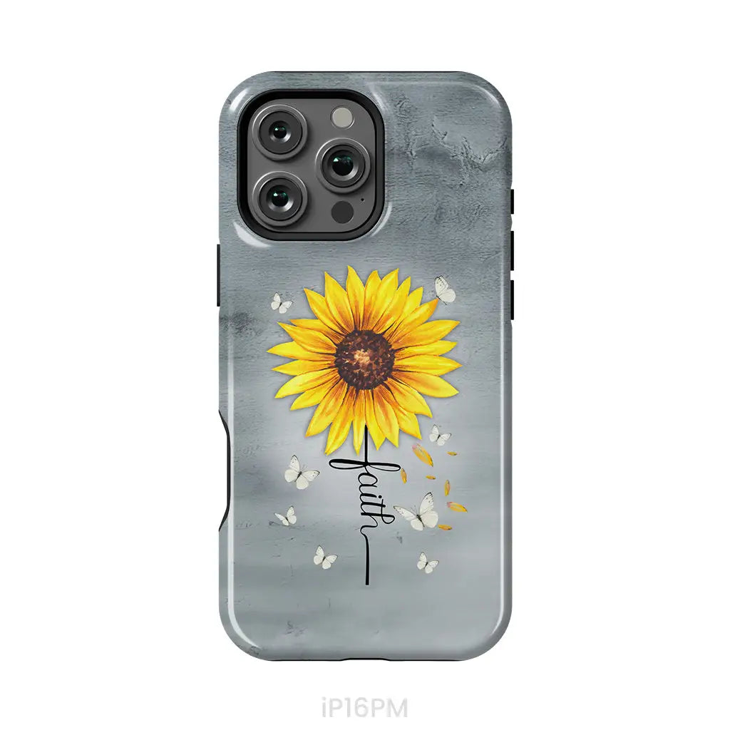 Faith Cross Butterflies Sunflower Christian Phone Case iPhone 16 Pro Max / Tough Case