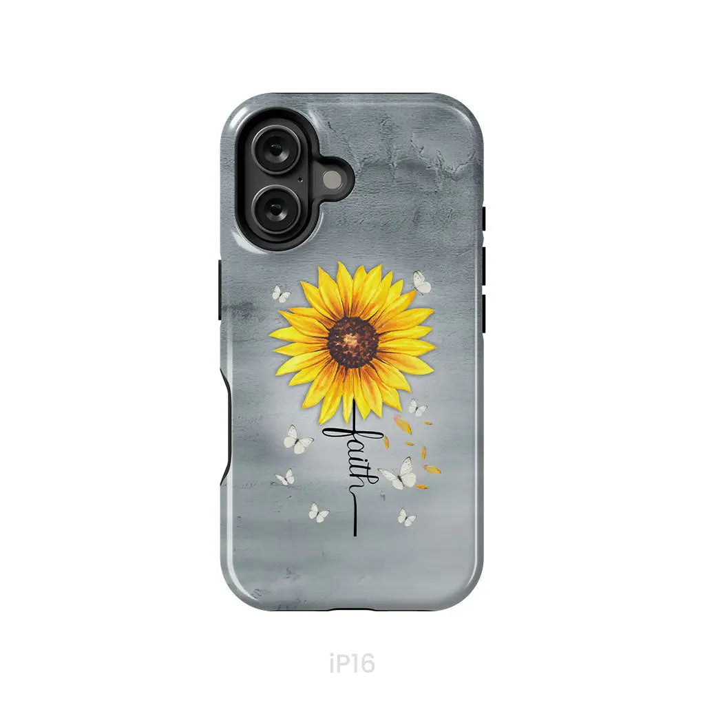 Faith Cross Butterflies Sunflower Christian Phone Case iPhone 16 / Tough Case