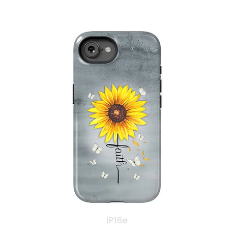 Faith Cross Butterflies Sunflower Christian Phone Case iPhone 16e / Tough Case