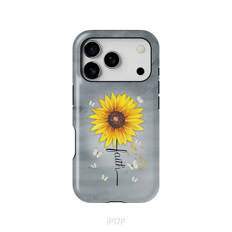 Faith Cross Butterflies Sunflower Christian Phone Case iPhone 17 Pro / Tough Case