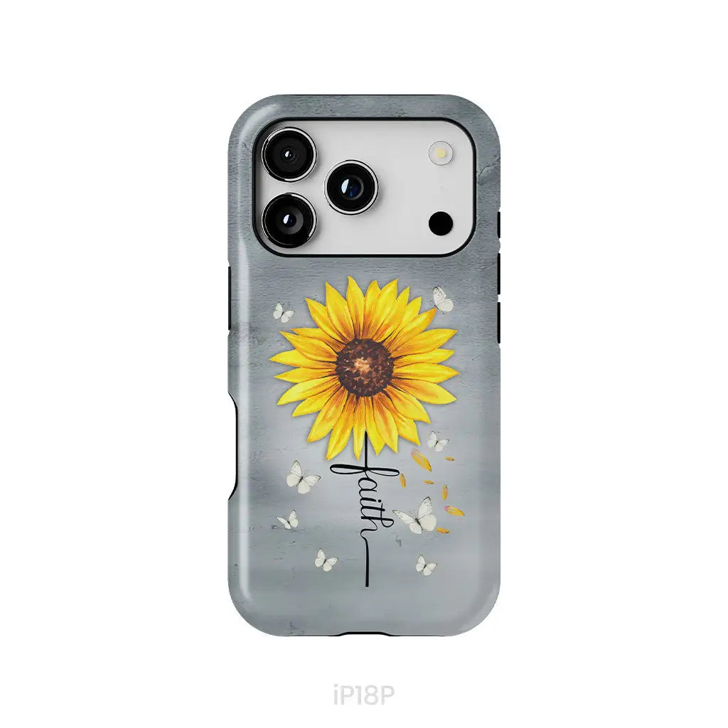 Faith Cross Butterflies Sunflower Christian Phone Case iPhone 18 Pro / Tough Case