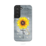 Faith Cross Butterflies Sunflower Christian Phone Case Samsung Galaxy S22 / Tough