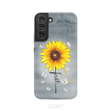 Faith Cross Butterflies Sunflower Christian Phone Case Samsung Galaxy S22 Plus / Tough
