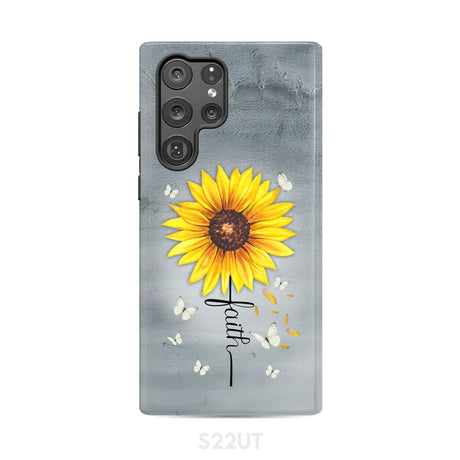 Faith Cross Butterflies Sunflower Christian Phone Case Samsung Galaxy S22 Ultra / Tough