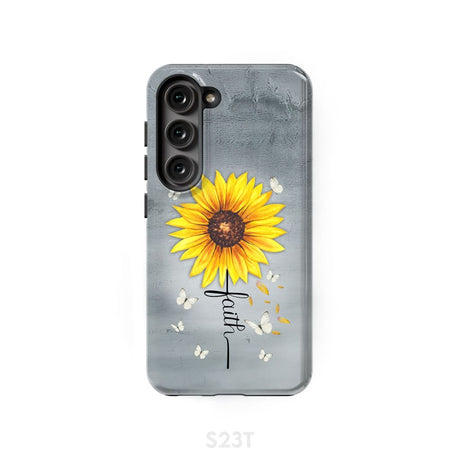 Faith Cross Butterflies Sunflower Christian Phone Case Samsung Galaxy S23 (Not for FE) / Tough