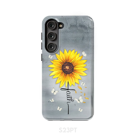 Faith Cross Butterflies Sunflower Christian Phone Case Samsung Galaxy S23 Plus / Tough