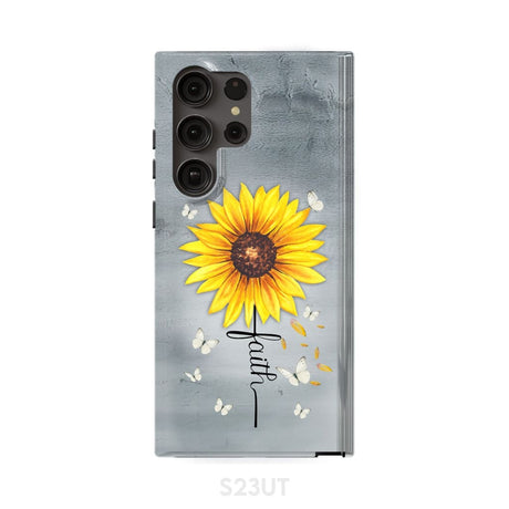 Faith Cross Butterflies Sunflower Christian Phone Case Samsung Galaxy S23 Ultra / Tough