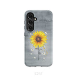 Faith Cross Butterflies Sunflower Christian Phone Case Samsung Galaxy S24 / Tough