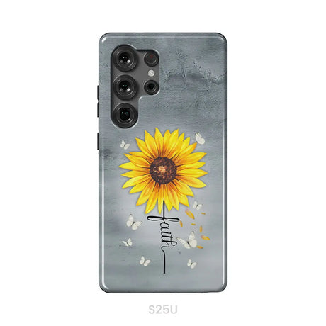 Faith Cross Butterflies Sunflower Christian Phone Case Samsung Galaxy S25 Ultra / Tough Case