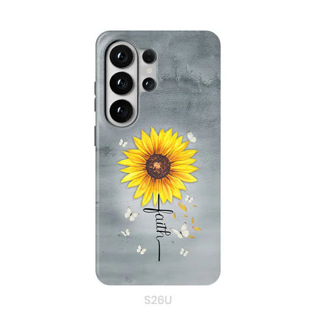 Faith Cross Butterflies Sunflower Christian Phone Case Samsung Galaxy S26 Ultra / Tough Case