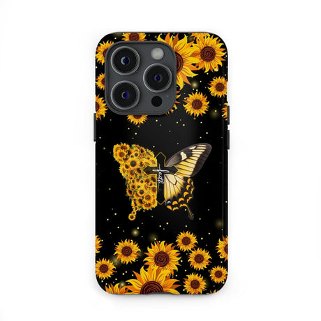 Faith Cross Butterfly Sunflower Christian Phone Case