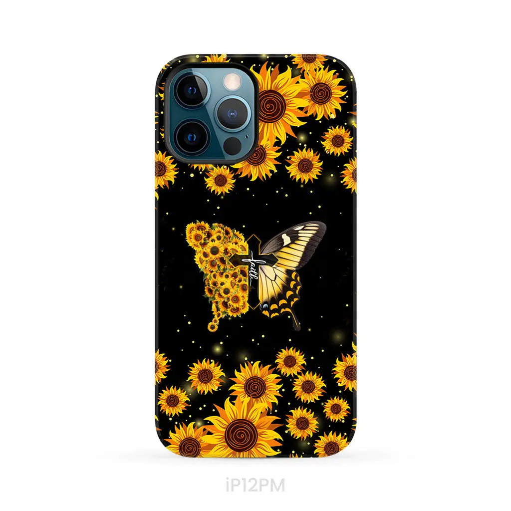 Faith Cross Butterfly Sunflower Christian Phone Case iPhone 12 Pro Max / Tough Case