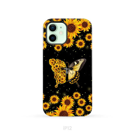 Faith Cross Butterfly Sunflower Christian Phone Case iPhone 12 / Tough Case