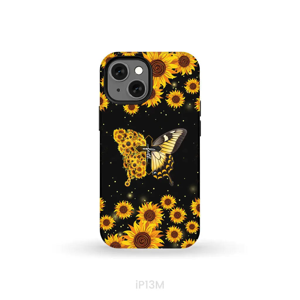 Faith Cross Butterfly Sunflower Christian Phone Case iPhone 13 Mini / Tough Case