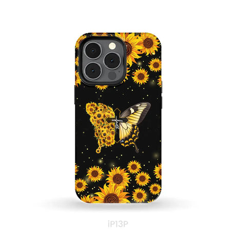 Faith Cross Butterfly Sunflower Christian Phone Case iPhone 13 Pro / Tough Case