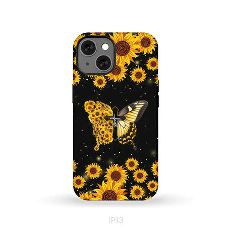 Faith Cross Butterfly Sunflower Christian Phone Case iPhone 13 / Tough Case