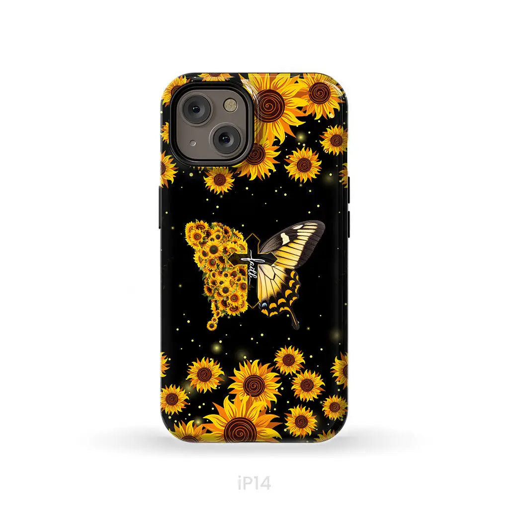 Faith Cross Butterfly Sunflower Christian Phone Case iPhone 14 / Tough Case
